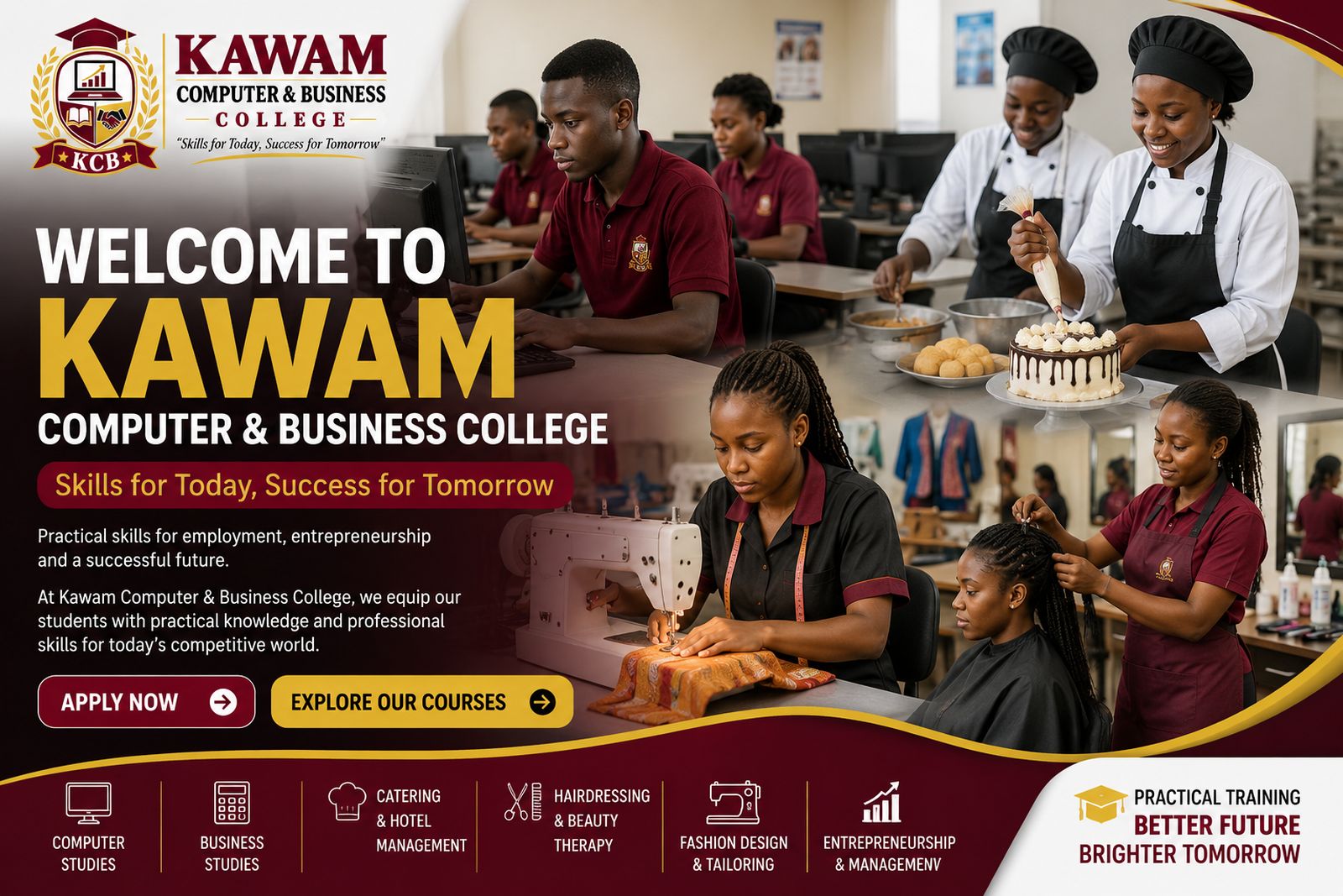 Students training at Kawam Computer & Business College